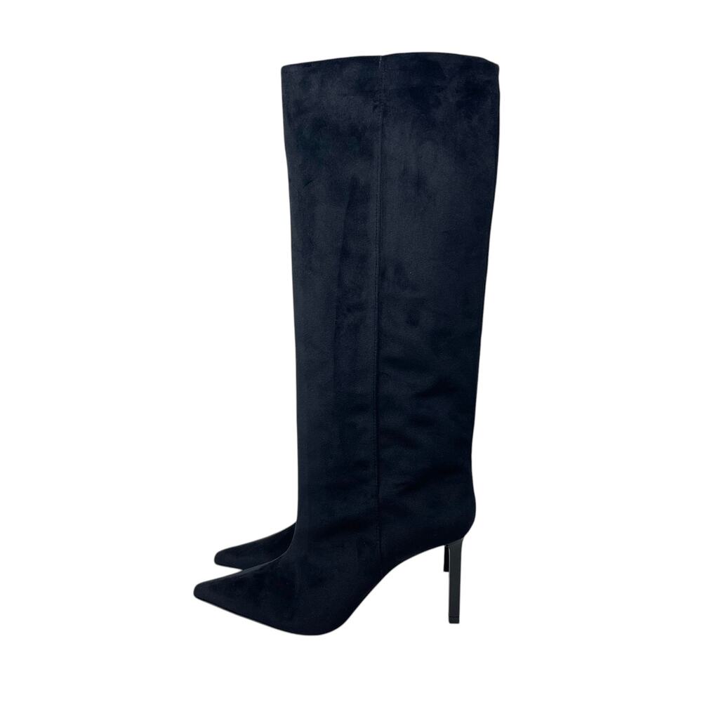 NWT Zara Velvet High-Heel Knee-High Boots - Black - Size 9